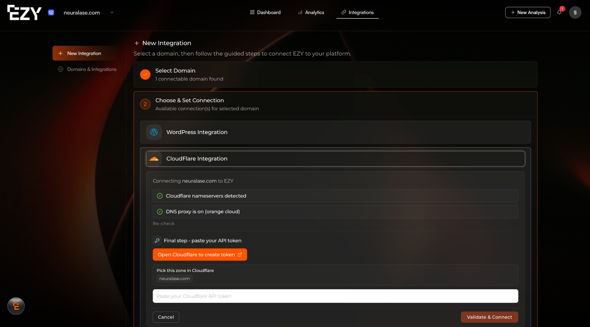 EZY detecting existing Cloudflare connection settings