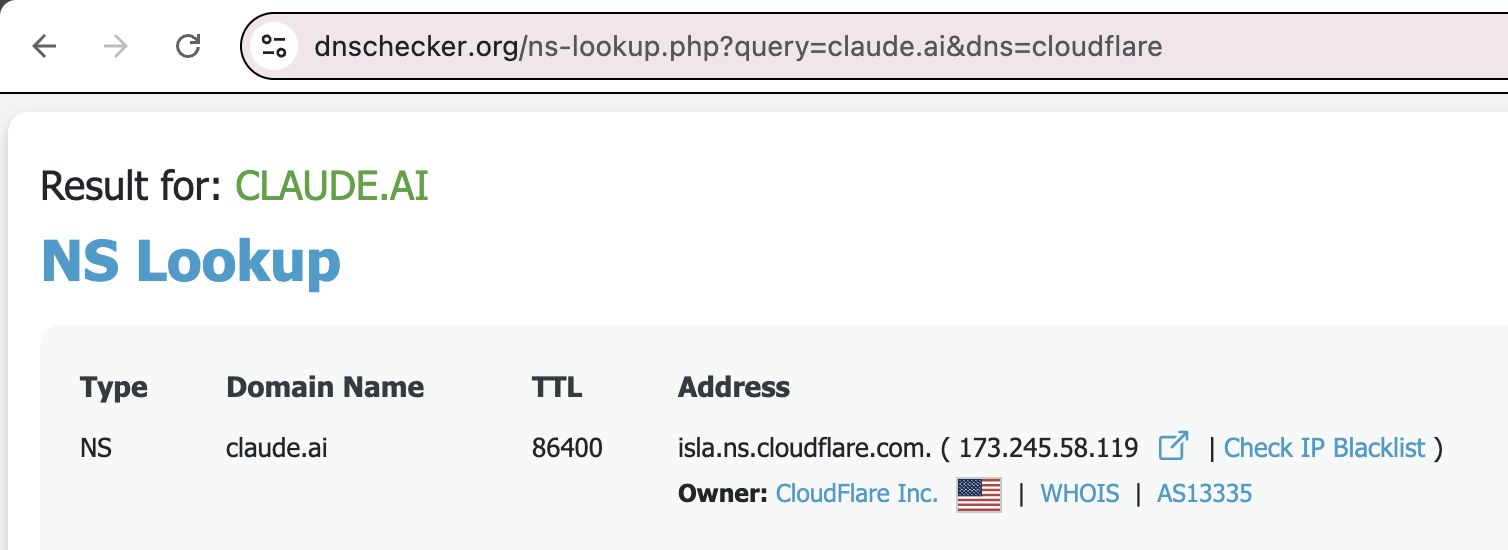Reference showing Claude runs on Cloudflare